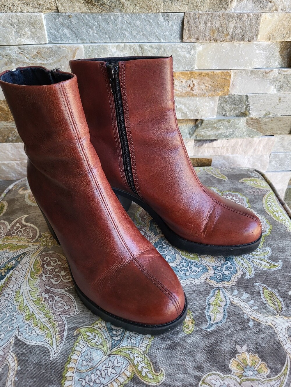 Vagabond Grace Brown Leather Ankle Boots - Side Zip